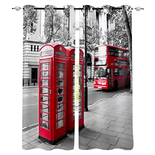 MYQF Kinder Vorhang Blickdicht Thermovorhang London rote Bustelefonzelle Polyester Gardinen Thermovorhang Blickdicht Ösenschal Kindergardinen für Wohnzimmer Schlafzimmer 220x215cm MYQF Kinder Vorhang Blickdicht Thermovorhang London rote Bustelefonzelle Polyester Gardinen Thermovorhang Blickdicht Ösenschal Kindergardinen für Wohnzimmer Schlafzimmer 220x215cm von MYQF