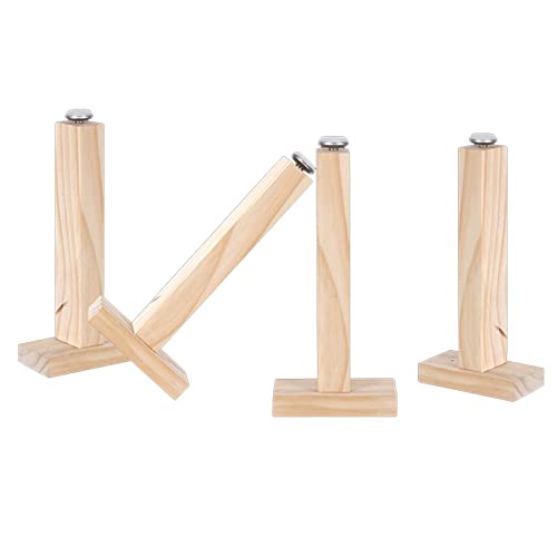 MYRDBT Tischbein, Möbelfüße, Möbelbeine Massivholz, Verstellbare Bettfüße, Möbelfüße Bettrahmen-Balkenstützfüße Typ T-Beine für Tatami-Bettrahmen Feste Stützfüße Zubehör, mit Schrauben, 4 Stück, W von MYRDBT