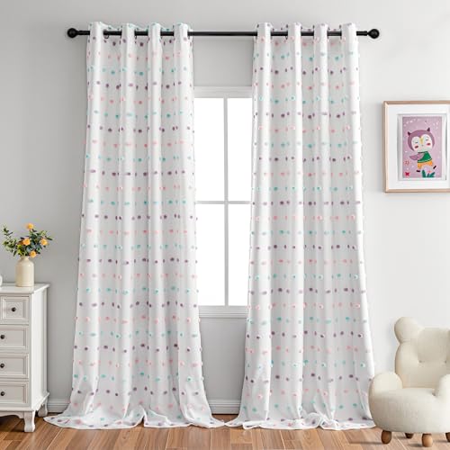 MYSKY HOME Gardinen Kinderzimmer Mädchen Verdunkelungsvorhang 2er Set Vorhänge mit Ösen Doppellagige Modern Gardine Wohnzimmer Verdunkelung Vorhang, H 260 x B 140 cm, Farbig von MYSKY HOME