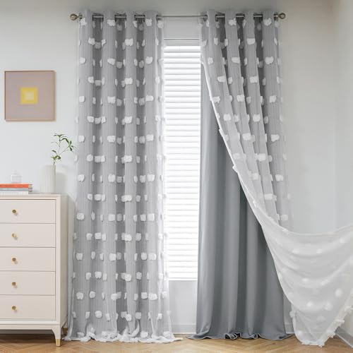 MYSKY HOME Vorhänge mit Ösen Kinderzimmer Junge Verdunkelungsvorhang Wohnzimmer 2 Stücke Schallschutz Blackout Vorhang Gardine Doppellagige Gardinen mit Voile, H 213 x B 132 cm,Grau MYSKY HOME Vorhänge mit Ösen Kinderzimmer Junge Verdunkelungsvorhang Wohnzimmer 2 Stücke Schallschutz Blackout Vorhang Gardine Doppellagige Gardinen mit Voile, H 213 x B 132 cm,Grau von MYSKY HOME