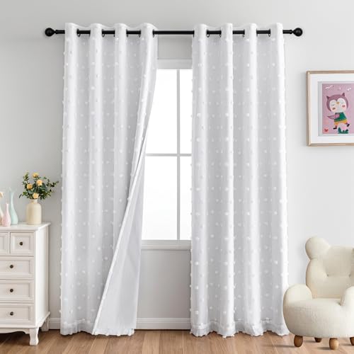 MYSKY HOME Vorhang Kinderzimmer Verdunklungsvorhänge 2er Set Gardinen mit Ösen Kurz Weiss Doppellagige Vorhänge Gardine Blickdicht für Mädchen, H 225 x B 140 cm, Weiß MYSKY HOME Vorhang Kinderzimmer Verdunklungsvorhänge 2er Set Gardinen mit Ösen Kurz Weiss Doppellagige Vorhänge Gardine Blickdicht für Mädchen, H 225 x B 140 cm, Weiß von MYSKY HOME