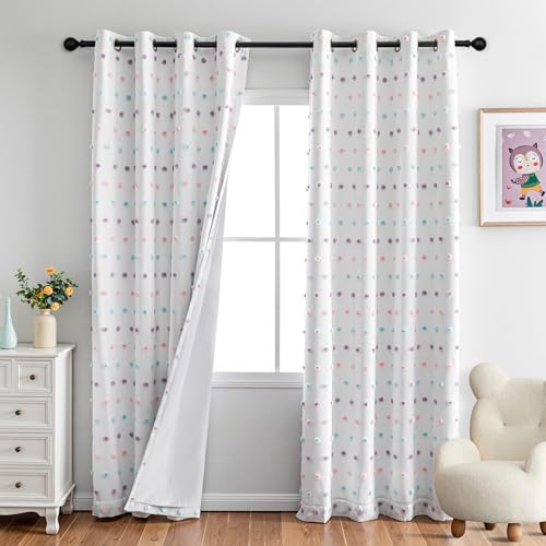 MYSKY HOME Vorhang Kinderzimmer Verdunklungsvorhänge 2er Set Ösen Gardinen Thermovorhang Kälteschutz Doppellagige Gardine Blickdicht für Mädchen, H 225 x B 140 cm, Farbig von MYSKY HOME