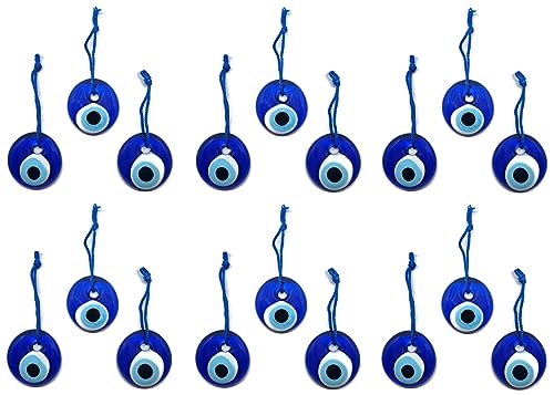 Türkisches Auge zum Aufhängen, Kristall gegen böses Auge, Blau, Glück, 4 cm Durchmesser mit Loch und Faden, Nazar Boncuk, Evil Eye (18) von MYSTIC JEWELS