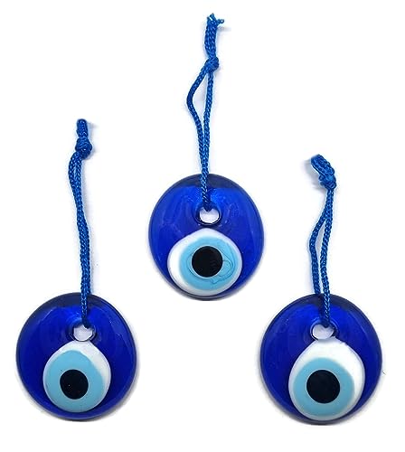 Türkisches Auge zum Aufhängen, Kristall gegen böses Auge, Blau, Glück, 4 cm Durchmesser mit Loch und Faden, Nazar Boncuk, Evil Eye (3) von MYSTIC JEWELS