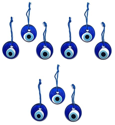 Türkisches Auge zum Aufhängen, Kristall gegen böses Auge, Blau, Glück, 4 cm Durchmesser mit Loch und Faden, Nazar Boncuk, Evil Eye (9) von MYSTIC JEWELS