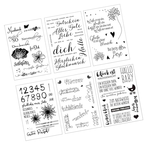 Silikonstempel Sprüche Deutsch Stempel Silikon 6 Blätter Clear Stamps Deutsche Texte,Geburtstag Stempel,Tiere und Blumen Stempelset für DIY Scrapbooking Fotoalbum Silikonstempel Sprüche Deutsch Stempel Silikon 6 Blätter Clear Stamps Deutsche Texte,Geburtstag Stempel,Tiere und Blumen Stempelset für DIY Scrapbooking Fotoalbum von MYSUNBAR