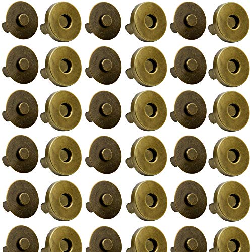 MYUBWTF 20 Set Magnetknöpfe Druckknöpfe, 1,9 cm Geldbörsenverschluss, Magnetknopf Kit zum Nähen, Basteln, Geldbörsen, Taschen, Kleidung, Leder (Antik-Messing) von MYUBWTF