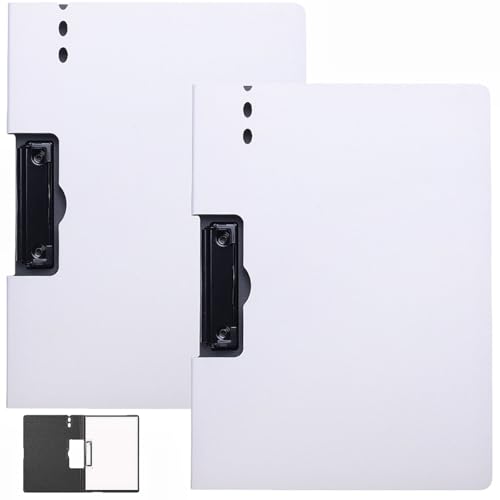 Klemmbrettmappe – A4 stanzloser Klemmbinder mit Metallklammern, 360 Grad faltbare Binder-Klemmbretter mit Stifthalter, Ordnerbinder-Clip für Briefe oder A4-Größe, Weiß, 2 Stück Klemmbrettmappe – A4 stanzloser Klemmbinder mit Metallklammern, 360 Grad faltbare Binder-Klemmbretter mit Stifthalter, Ordnerbinder-Clip für Briefe oder A4-Größe, Weiß, 2 Stück von MYUOOT
