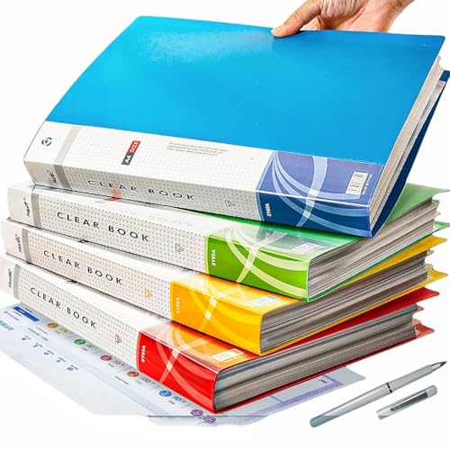 Ordner mit 40 Fächern und Kunststoffhüllen, robuste Kunst-Portfolio-Mappe mit transparenten Blattschutzfolien, Präsentationsbuch für Kunstwerke, Berichtsabdeckung, Dokumenten-Organizer, Ordner, 4 von MYUOOT