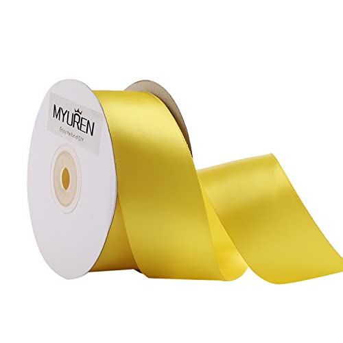 22.5m Doppelseitiges Satinband Gelb 38mm Seidenband für Hochzeitsdekoration, Geschenkverpackungen, Partygeschenk, Bastelbedarf, Schleifen, Blumenstrauß 22.5m Doppelseitiges Satinband Gelb 38mm Seidenband für Hochzeitsdekoration, Geschenkverpackungen, Partygeschenk, Bastelbedarf, Schleifen, Blumenstrauß von MYUREN