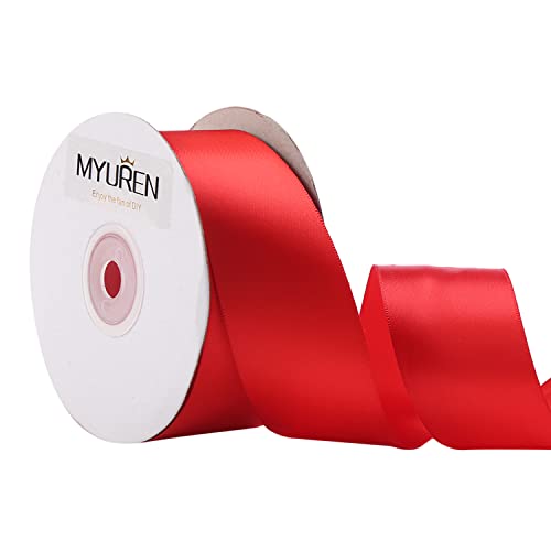 22.5m Doppelseitiges Satinband Rot 38mm Seidenband für Hochzeitsdekoration, Geschenkverpackungen, Partygeschenk, Bastelbedarf, Schleifen, Blumenstrauß 22.5m Doppelseitiges Satinband Rot 38mm Seidenband für Hochzeitsdekoration, Geschenkverpackungen, Partygeschenk, Bastelbedarf, Schleifen, Blumenstrauß von MYUREN