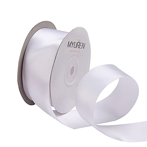 22.5m Doppelseitiges Satinband Weiß 38mm Seidenband für Hochzeitsdekoration, Geschenkverpackungen, Partygeschenk, Bastelbedarf, Schleifen, Blumenstrauß 22.5m Doppelseitiges Satinband Weiß 38mm Seidenband für Hochzeitsdekoration, Geschenkverpackungen, Partygeschenk, Bastelbedarf, Schleifen, Blumenstrauß von MYUREN