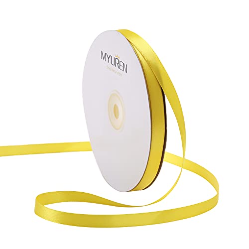 45m Doppelseitiges Satinband Gelb 10mm Seidenband für Hochzeitsdekoration, Geschenkverpackungen, Partygeschenk, Bastelbedarf, Schleifen, Blumenstrauß 45m Doppelseitiges Satinband Gelb 10mm Seidenband für Hochzeitsdekoration, Geschenkverpackungen, Partygeschenk, Bastelbedarf, Schleifen, Blumenstrauß von MYUREN