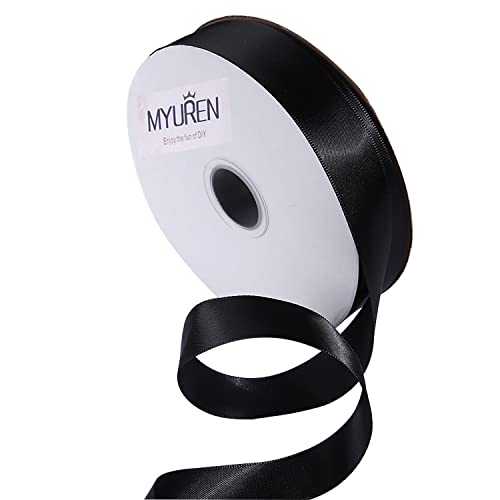 45m Doppelseitiges Satinband Schwarz 25mm Seidenband für Hochzeitsdekoration, Geschenkverpackungen, Partygeschenk, Bastelbedarf, Schleifen, Blumenstrauß 45m Doppelseitiges Satinband Schwarz 25mm Seidenband für Hochzeitsdekoration, Geschenkverpackungen, Partygeschenk, Bastelbedarf, Schleifen, Blumenstrauß von MYUREN