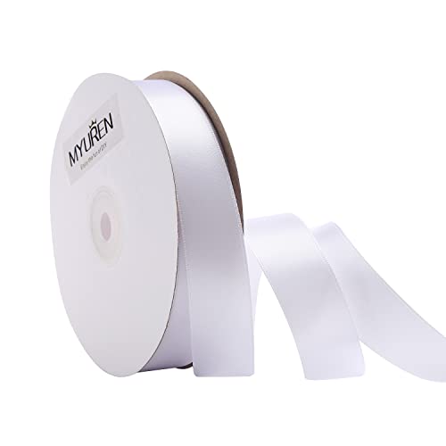 45m Doppelseitiges Satinband Weiß 25mm Seidenband für Hochzeitsdekoration, Geschenkverpackungen, Partygeschenk, Bastelbedarf, Schleifen, Blumenstrauß 45m Doppelseitiges Satinband Weiß 25mm Seidenband für Hochzeitsdekoration, Geschenkverpackungen, Partygeschenk, Bastelbedarf, Schleifen, Blumenstrauß von MYUREN