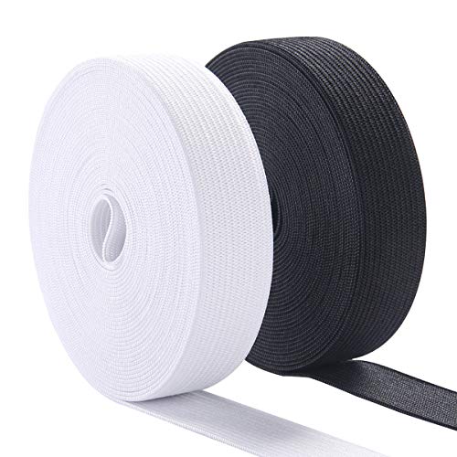 Elastisches Nähband, 1,9 cm breit, schwer, dehnbar, hohe Elastizität, Strickgummiband zum Nähen, elastisch, 91 m (4,5 m, Weiß, 4,5 m) schwarz) von MYUREN