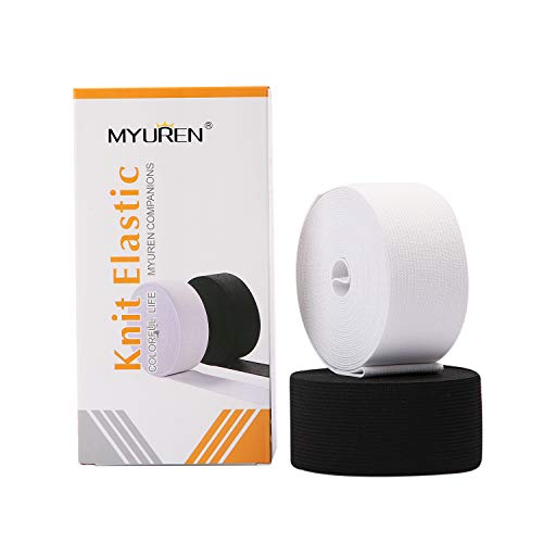 MYUREN Gummibänder zum Nähen |2er Set| 40mm breit | 9m | Elastisches Band für Nähen und Haushalt DIY Handwerk (Schwarz & Weiß) von MYUREN