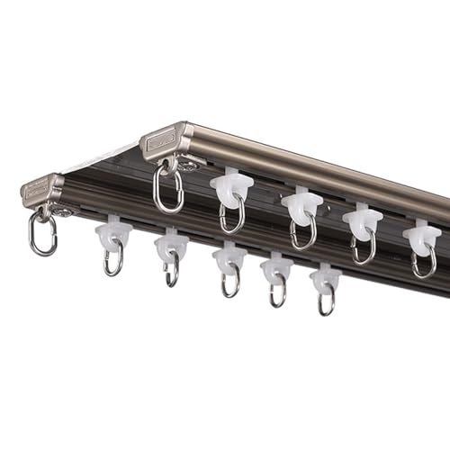 MYUYEE Deckenvorhangschiene 1 m – 6 m Gardinenstange aus Aluminium doppelte Gardinenstangen an der Decke montierte Vorhangschiene für Raumteiler,Champagner-3,2 m (2 x 1,1 + 1 m) von MYUYEE