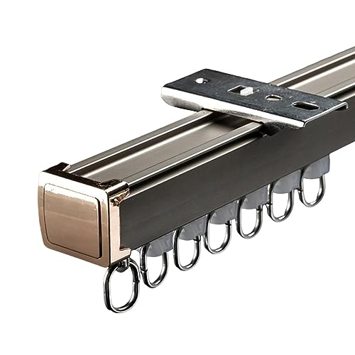 MYUYEE Hochleistungs-Vorhangschiene Aluminium-Deckenvorhangschiene 1 m - 6 m Decken- oder Wandmontage Vorhangstange für Raumteiler,Champagner-Decke-5m (4 * 1,25m) von MYUYEE