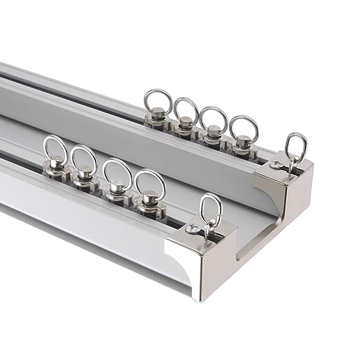 MYUYEE Vorhang verbundene Doppelschiene luxuriöse Hochleistungs-Deckenvorhangschiene Länge 1–6 m geräuscharme Vorhangschiene für Büro Zuhause Raumteiler,Weiß-b-4,8 m (4 x 1,2 m) von MYUYEE