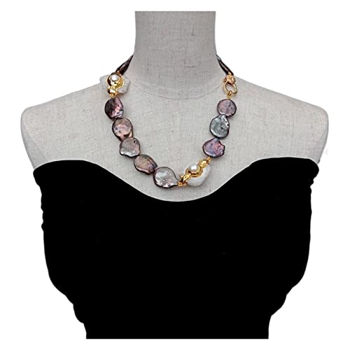 MYVVKIA Halsketten für Damen, natürliche weiße Quarzscheibe, weiße Perlenverbinder, Süßwasser-Zuchtperle, Schwarze Keshi-Perlenkette, handgefertigter Schmuck, Modeaccessoires MYVVKIA Halsketten für Damen, natürliche weiße Quarzscheibe, weiße Perlenverbinder, Süßwasser-Zuchtperle, Schwarze Keshi-Perlenkette, handgefertigter Schmuck, Modeaccessoires von MYVVKIA