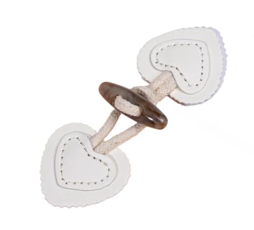 Knöpfchen, 10 cm, 3 Paar Knebelverschlussknöpfe aus Horn for Leder, Knebelknopf for Aufnähen, Knebelverschluss for Mantel, Strickjacke, Jacke(White) von MYXJX