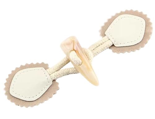 Knöpfchen, 16 cm, 3 Paar dunkelbraune Knebelverschlussknöpfe aus PU-Leder, for Aufnähen, for Mantel, Strickjacke, Jacke, Kleidung(Beige) von MYXJX