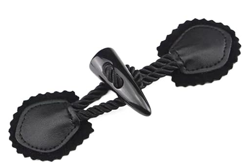 Knöpfchen, 16 cm, 3 Paar dunkelbraune Knebelverschlussknöpfe aus PU-Leder, for Aufnähen, for Mantel, Strickjacke, Jacke, Kleidung(Black) von MYXJX