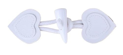 Knöpfchen, 16 cm, 3 Paar weiße Herz-Knebelverschlussknöpfe aus Leder, for Aufnähen, Knebelverschluss for Mantel, Strickjacke, Jacke(White) von MYXJX