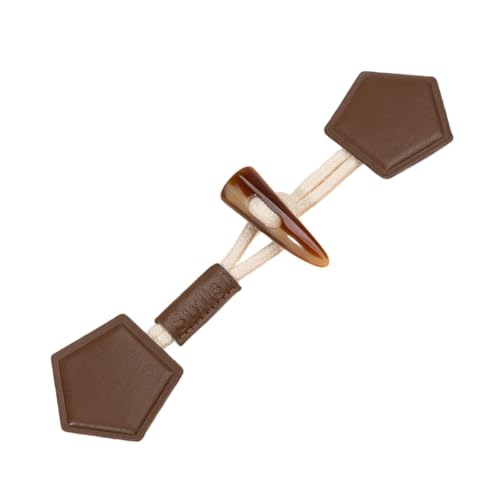 Knöpfchen, 19,5 cm, 5 Paar Knebelverschlussknöpfe aus Kunstharzleder, Knebelknopf aus Leder for Aufnähen, Knebelverschluss for Mäntel, Strickwaren, Strickjacken, Jacken(Coffee Color) von MYXJX