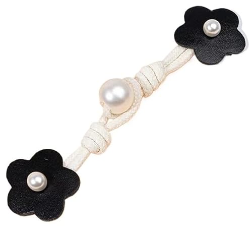 Knöpfchen, 3 Paar 17 cm große Knebelverschlussknöpfe aus PU-Leder mit Blumenmuster, Knebelverschluss aus Leder for Aufnähen for Mantel, Jacke, Kleidung(Black) von MYXJX