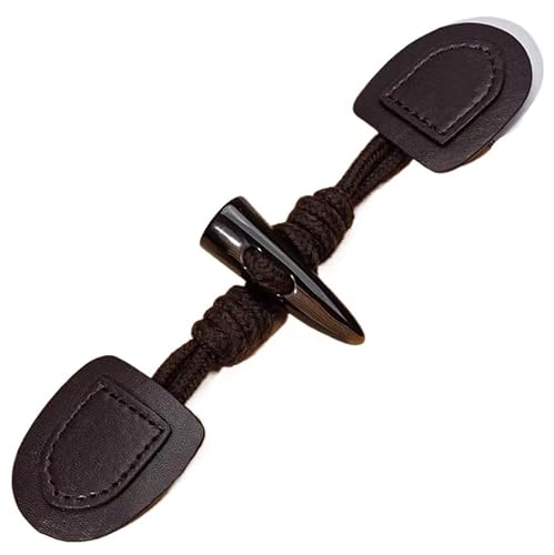 Knöpfchen, 5 Paar 20 cm große Knebelverschlussknöpfe aus Kunstharz, schwarz, Leder, Knebelknopf, for Aufnähen, Knebelverschluss for Mantel, Strickjacke, Jacke(Dark Coffee) von MYXJX