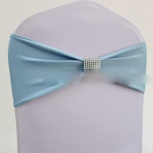 MYXJX Stuhl Schärpen, Stuhlschärpen, 10 Stück, elastische Stuhlschärpen aus Spandex, Schleifen mit Diamantschnalle, Hotel-Party-Event-Dekoration, Stretch-Hochzeitsstuhlschärpen-Krawatte(Sky Blue) MYXJX Stuhl Schärpen, Stuhlschärpen, 10 Stück, elastische Stuhlschärpen aus Spandex, Schleifen mit Diamantschnalle, Hotel-Party-Event-Dekoration, Stretch-Hochzeitsstuhlschärpen-Krawatte(Sky Blue) von MYXJX