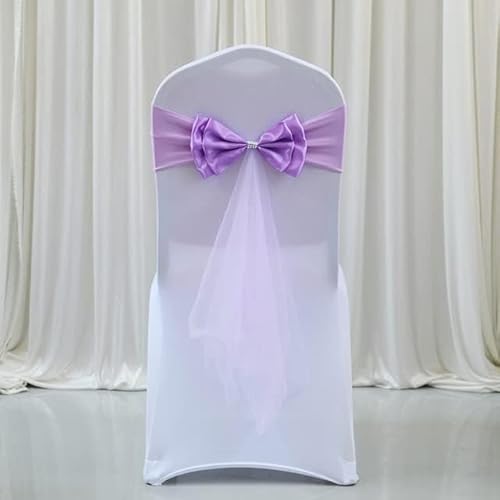 MYXJX Stuhl Schärpen, Stuhlschärpen, 100 Stück, Satin-Stuhlschärpen aus Spandex, Fliege, Band for Hochzeiten, Bankette, Hotels, Partys, Hochzeitsdekoration,(Light Purple) von MYXJX