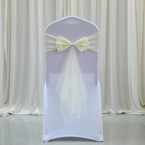 MYXJX Stuhl Schärpen, Stuhlschärpen, 100 Stück, Satin-Stuhlschärpen aus Spandex, Fliege, Band for Hochzeiten, Bankette, Hotels, Partys, Hochzeitsdekoration,(Milky White) von MYXJX