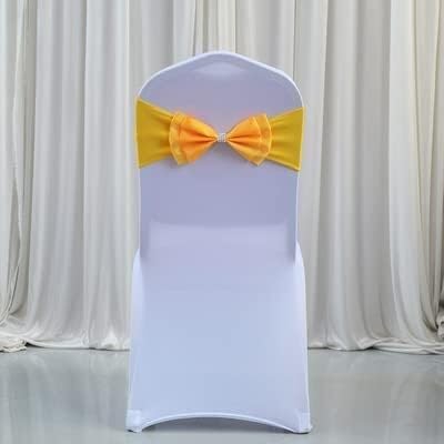 MYXJX Stuhl Schärpen, Stuhlschärpen, Band Spandex Stuhlschärpe Mit Satinschleife Hinten for Hochzeitsveranstaltung Party Stuhlhussen Dekoration, 50 Stück(Gold) von MYXJX
