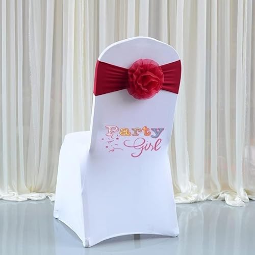 MYXJX Stuhl Schärpen, Stuhlschärpen, Blumenball-Stuhlschärpe aus Spandex for Stuhlhussen, Hochzeitsveranstaltungen, Partys, Hoteldekoration, 50 Stück(Red) von MYXJX