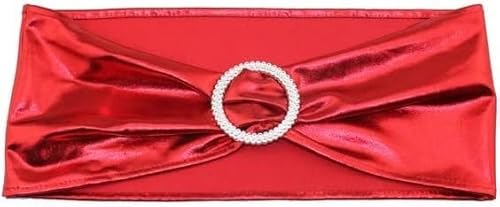 MYXJX Stuhl Schärpen, Stuhlschärpen, Großhandel 50 Stück Stuhlschärpen Silber Metallic Farbe Spandex Stuhlhussen Schärpenbänder Hochzeitsfeier Bankett Stuhldekoration(Red) von MYXJX
