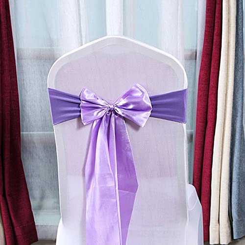 MYXJX Stuhl Schärpen, Stuhlschärpen, Hochzeitsdekoration, Stuhlschleifen, Satin-Spandex-Stuhlbezugsbänder, Stuhl-Raffhalter for Party- und Bankettdekor, 25 Stück(Light Purple) von MYXJX