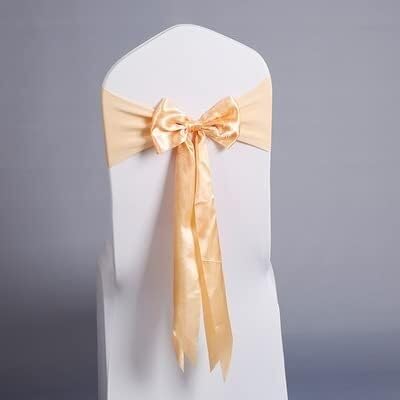 MYXJX Stuhl Schärpen, Stuhlschärpen, Spandex-Stuhlschärpenbänder for Hochzeiten mit Band for Hochzeitsfeiern und Geburtstage, Stuhldekoration, 100 Stück(Yellow) von MYXJX