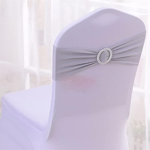 MYXJX Stuhl Schärpen, Stuhlschärpen, Stuhlband Spandex Schärpe Krawattenschleife Mit Schnalle for Stuhlhussen Event Party Event Hotel Dekoration, 50 Stück(Silver) von MYXJX