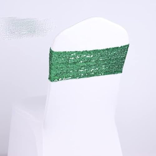 MYXJX Stuhl Schärpen, Stuhlschärpen, einseitige Pailletten-Stuhlschärpen for Hochzeitsdekorationen zu Hause und Bankette, glitzernde Stuhlschärpen, elastische Spandex-Bänder, 50 Stück(Green) von MYXJX