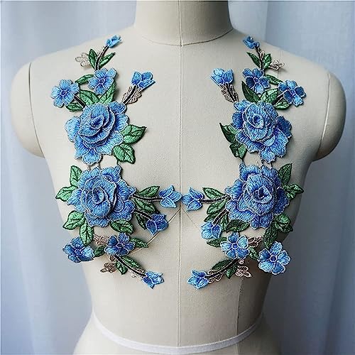 MYXJX applizieren, 3D Blumen Bestickt Kleid Applikationen Spitze Stoff Borte Kragen Nähen Patches for Hochzeit Dekoration Kleid DIY(Purple) von MYXJX