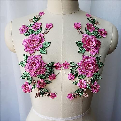 MYXJX applizieren, 3D Blumen Bestickt Kleid Applikationen Spitze Stoff Borte Kragen Nähen Patches for Hochzeit Dekoration Kleid DIY(Roze) von MYXJX
