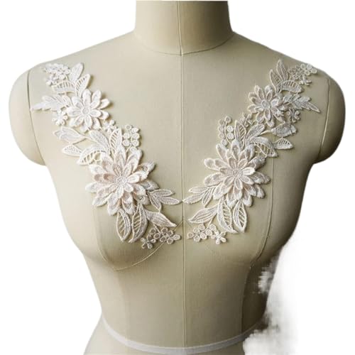 MYXJX applizieren, 3D-Blumen-Stoffapplikationen, bestickter Kleiderkragen, for Aufnähen, for Hochzeitsdekoration, Kleid, DIY(Beige) von MYXJX