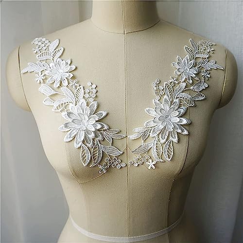 MYXJX applizieren, 3D-Blumen-Stoffapplikationen, bestickter Kleiderkragen, for Aufnähen, for Hochzeitsdekoration, Kleid, DIY(Bianco) von MYXJX