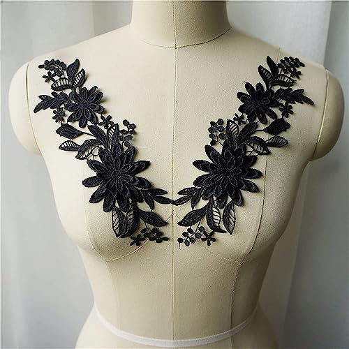 MYXJX applizieren, 3D-Blumen-Stoffapplikationen, bestickter Kleiderkragen, for Aufnähen, for Hochzeitsdekoration, Kleid, DIY(Black) von MYXJX