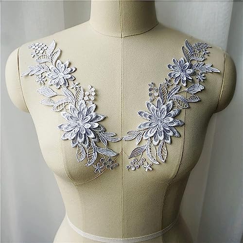 MYXJX applizieren, 3D-Blumen-Stoffapplikationen, bestickter Kleiderkragen, for Aufnähen, for Hochzeitsdekoration, Kleid, DIY(Gris) von MYXJX