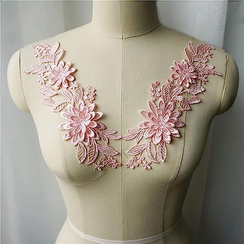 MYXJX applizieren, 3D-Blumen-Stoffapplikationen, bestickter Kleiderkragen, for Aufnähen, for Hochzeitsdekoration, Kleid, DIY(Roze) von MYXJX