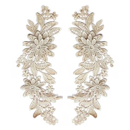 MYXJX applizieren, 3D-Stickerei-Spitzenapplikation for Hochzeitskleid-Dekoration, DIY-Kleidung, Nähzubehör(Beige) von MYXJX